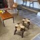 Paire de tabourets bois et paille vintage
