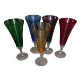 Set of 5 champagne flutes in murano glass