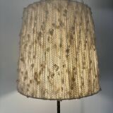 Floor lamp with vintage wool and brass shelf