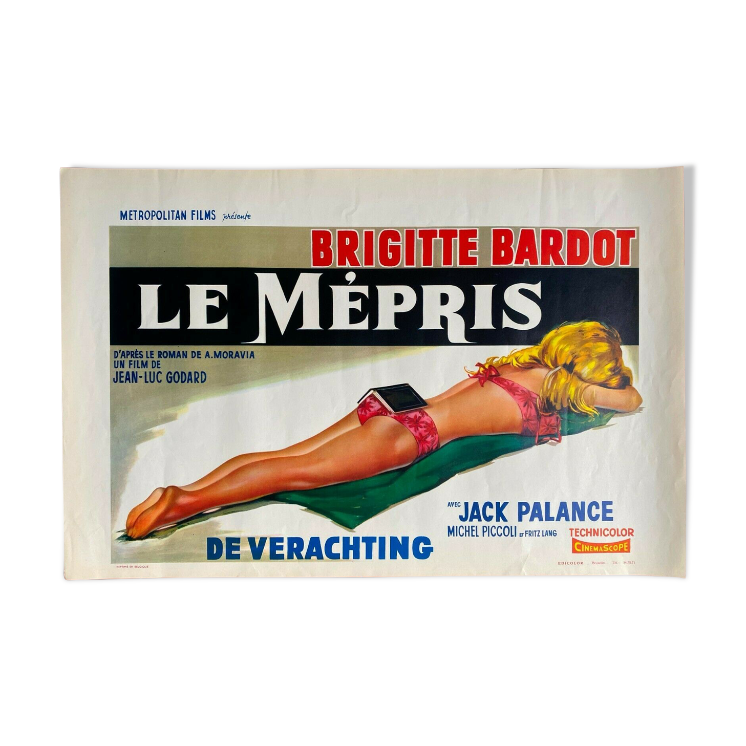 Original cinema poster "Le Mépris" Brigitte Bardot, Jean-Luc Godard 37x55cm 1963