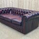 Chesterfield sofa in red leather 3 places from the 70s