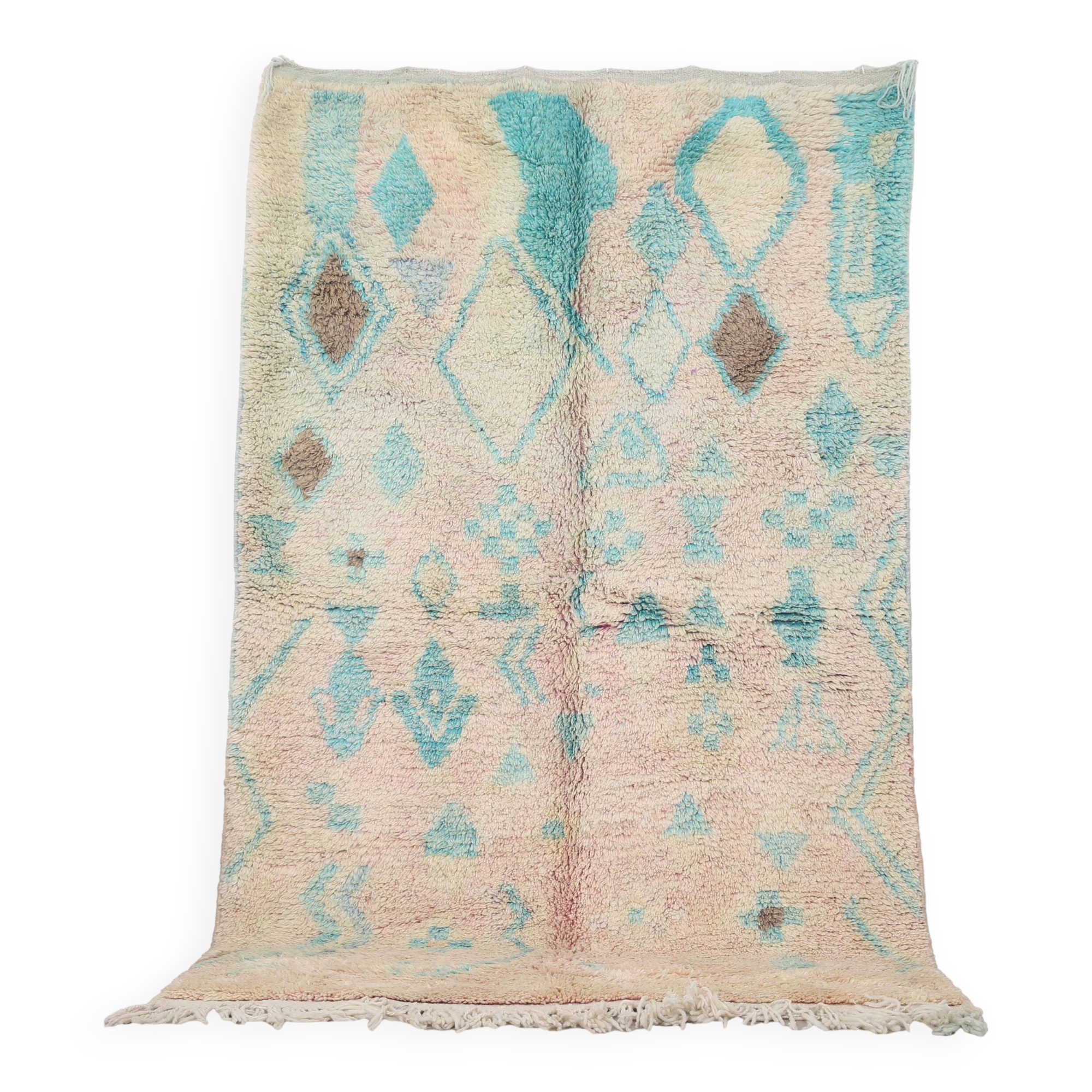 Turquoise Vintage Boujaad Rug 158 cm x 262 cm - Moroccan Wool rug Handmade