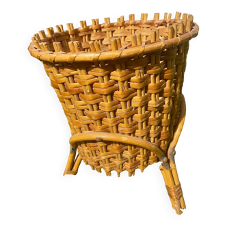 Vintage woven rattan plant holder