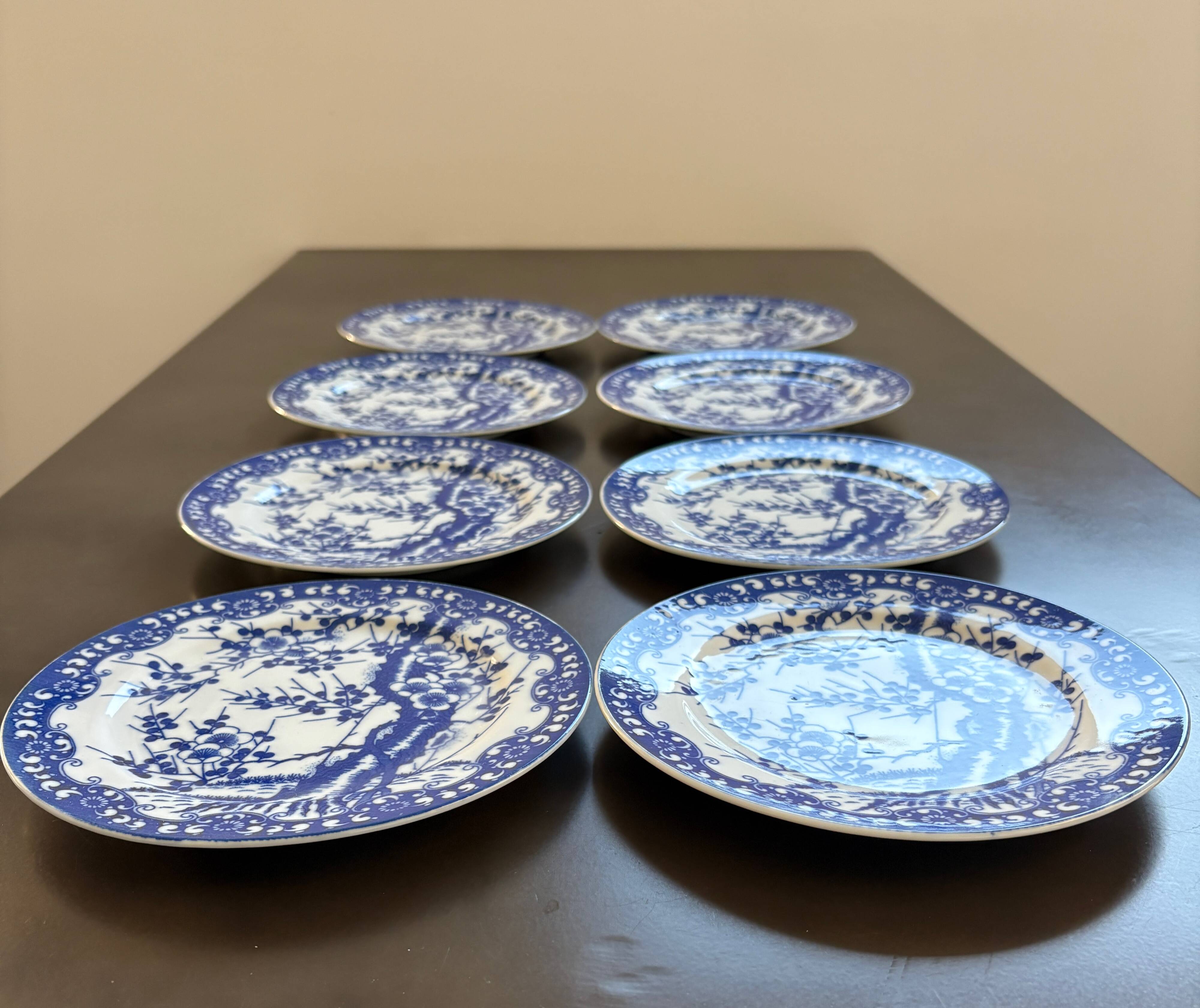 8 dessert plates with Japanese cherry blossom design