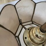 Large pendant lamp with mother-of-pearl and brass shade