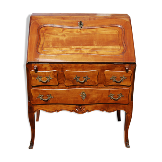 Sloping desk, secretary, donkey back Louis XV walnut.
