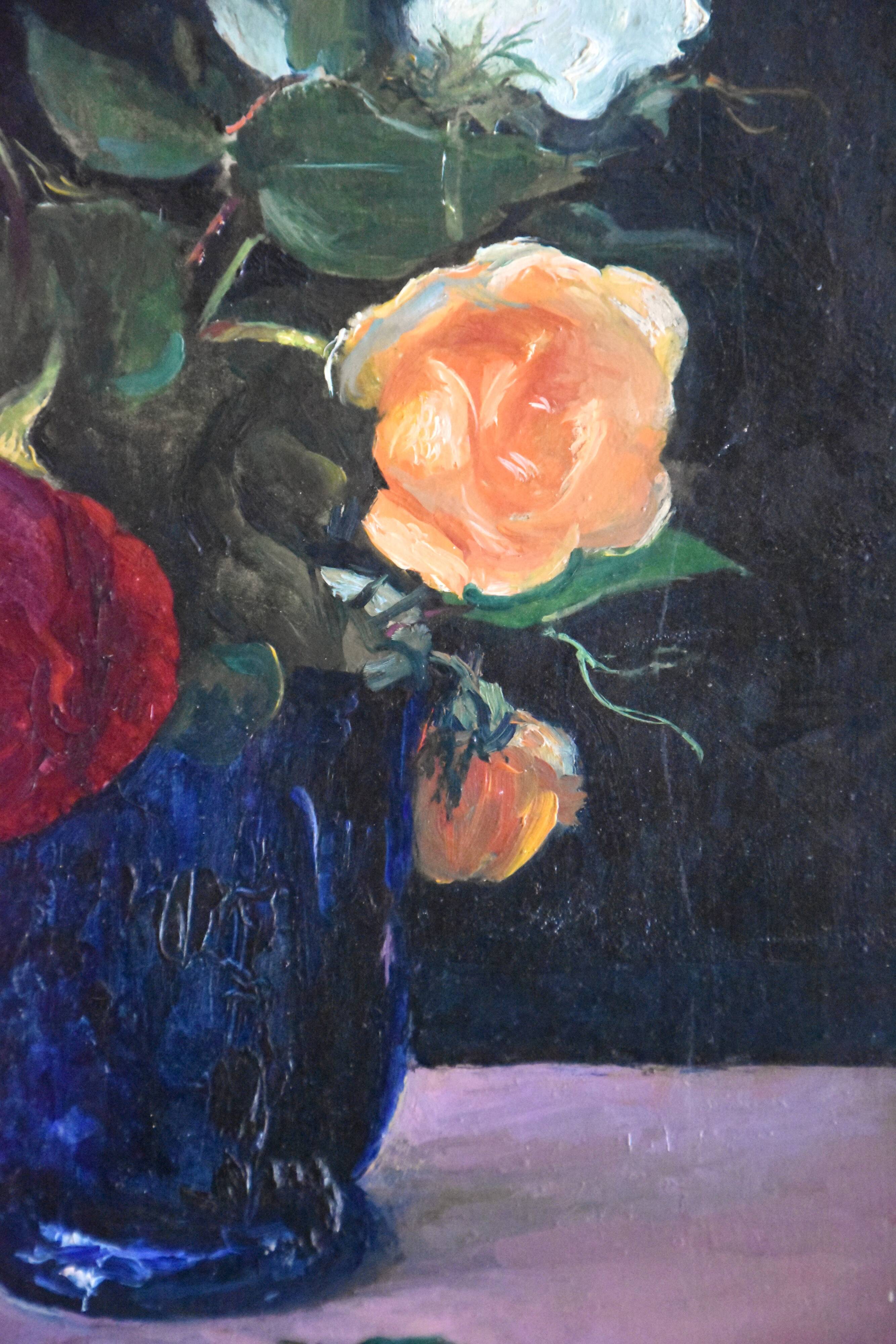 Adolphe Deteix, Flowers in a Blue Vase (circa 1930)