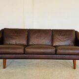 Vintage Danish mid-century retro Aage Christiansen (Matador) leather sofa 60s