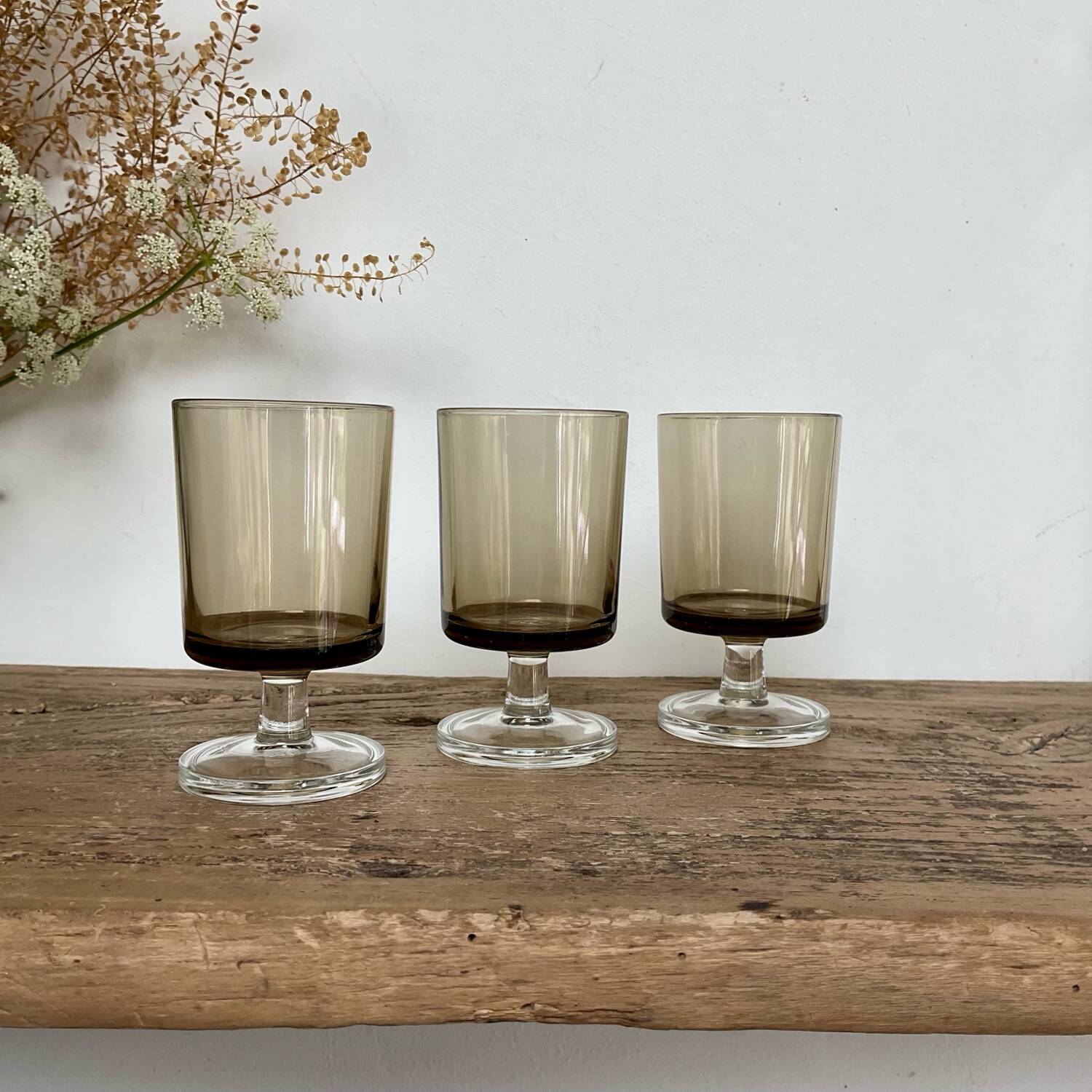 6 small smoked glasses luminarc france