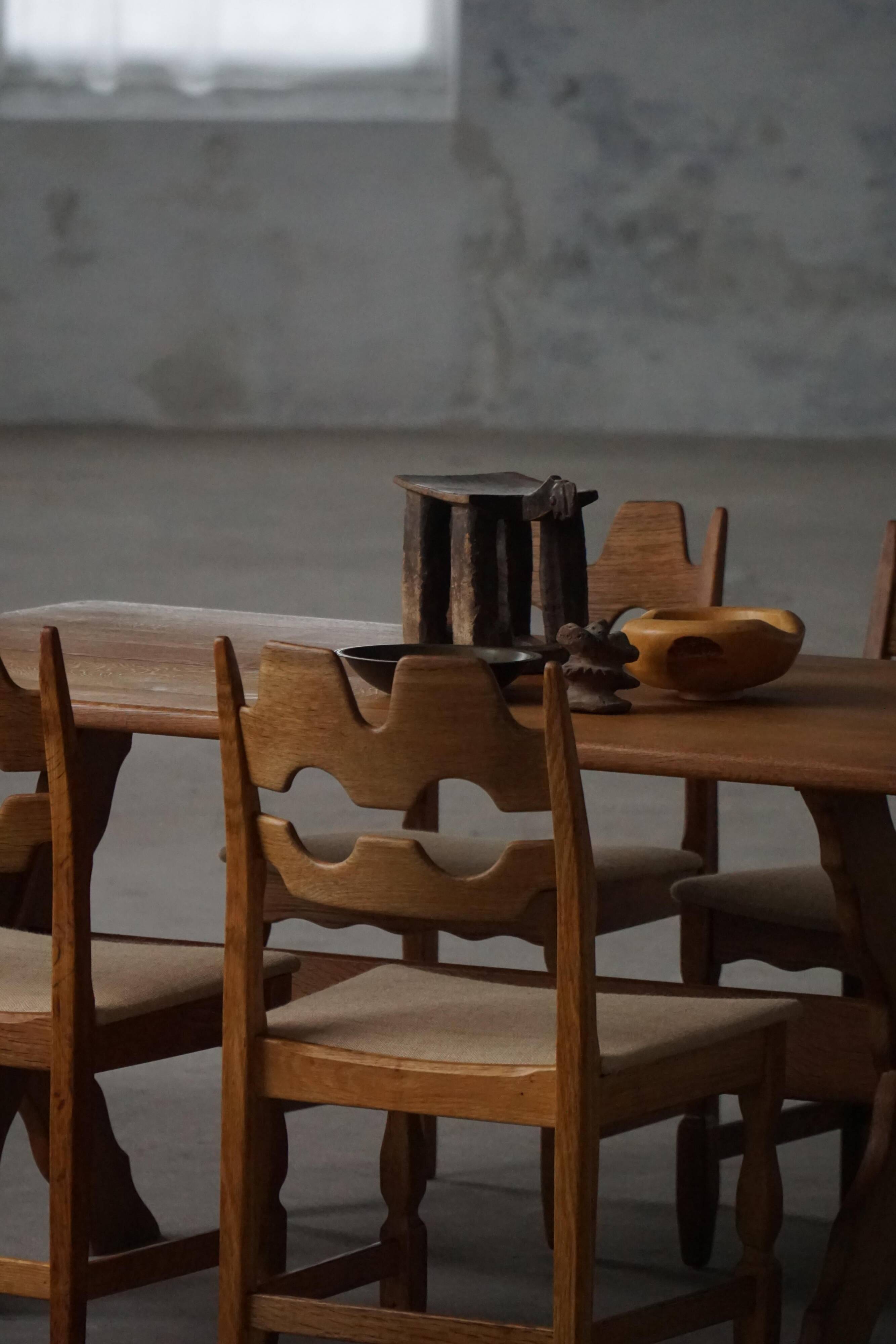 Set of 8 Razorblade chairs in oak and jute by Henning Kjærnulf, 1960s