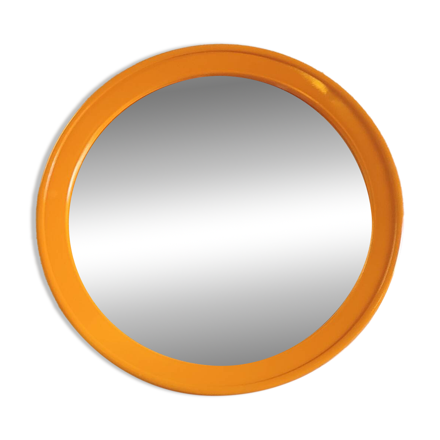 Round orange plastic mirror - 1970s