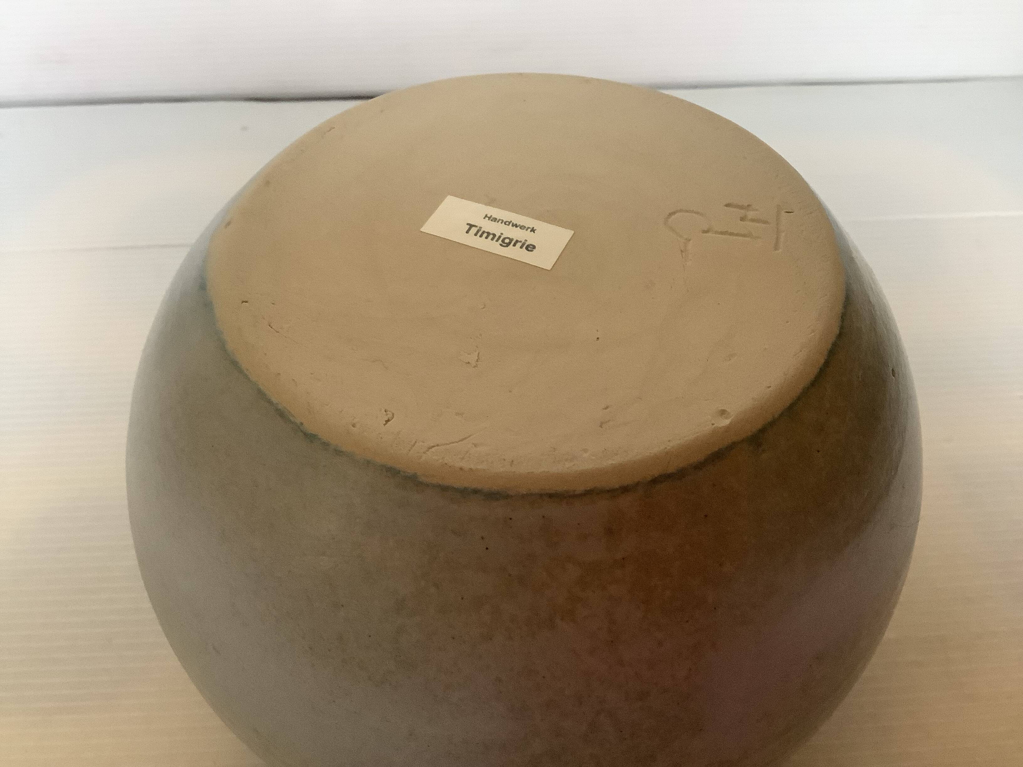 Grey blue ceramic round vase