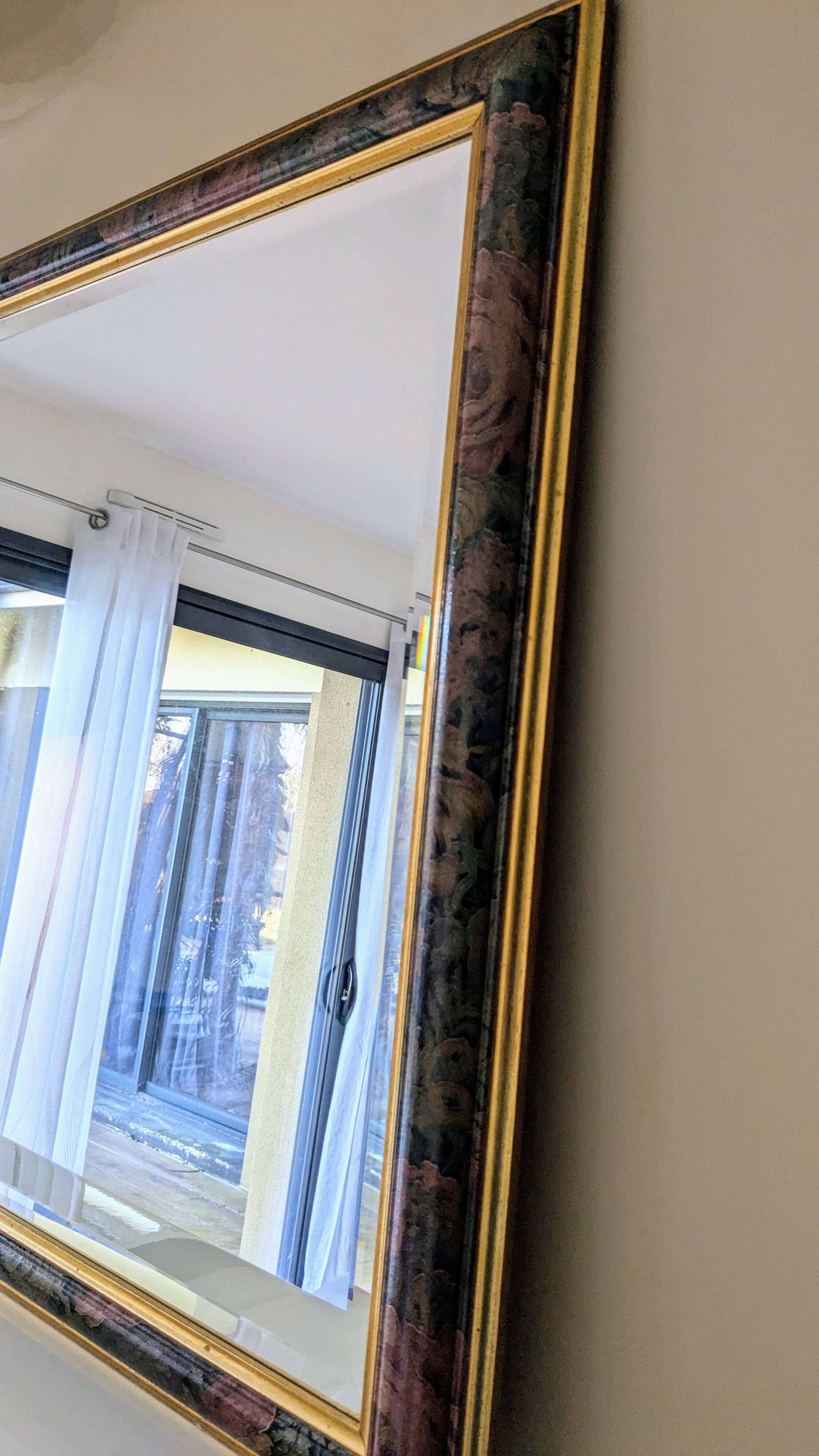 Grand miroir panoramique biseauté vintage