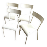 4 beige metal garden chairs