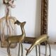 Cerf et biche en laiton vintage