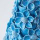 Turquoise glazed ceramic floral table lamp from Manises mid-century, with a new silk shade.