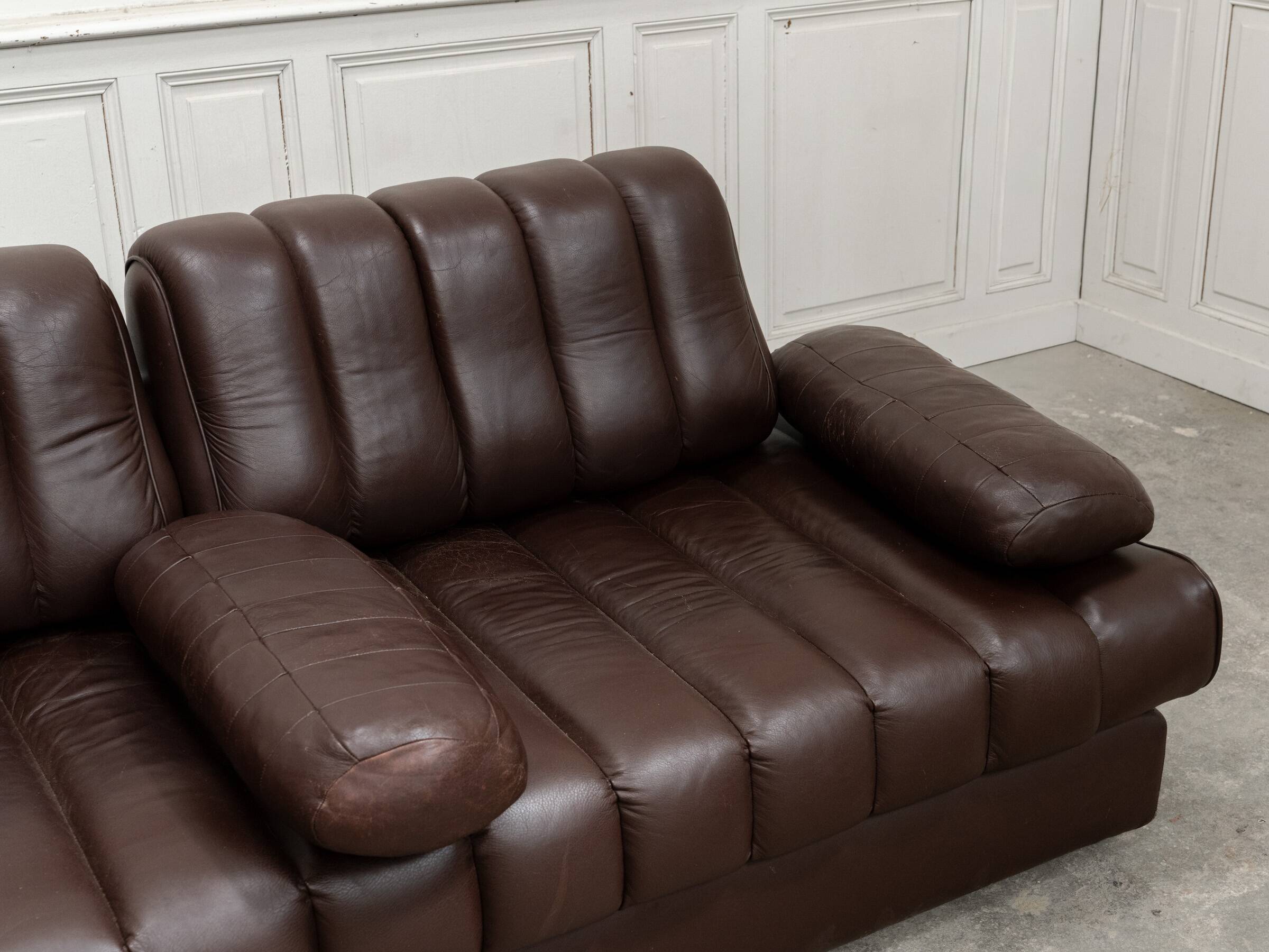Canapé vintage DS 85 en cuir marron par De Sede 1980