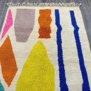 Handwoven pure wool rug with colourful patterns, size 1.5/2.5 m.