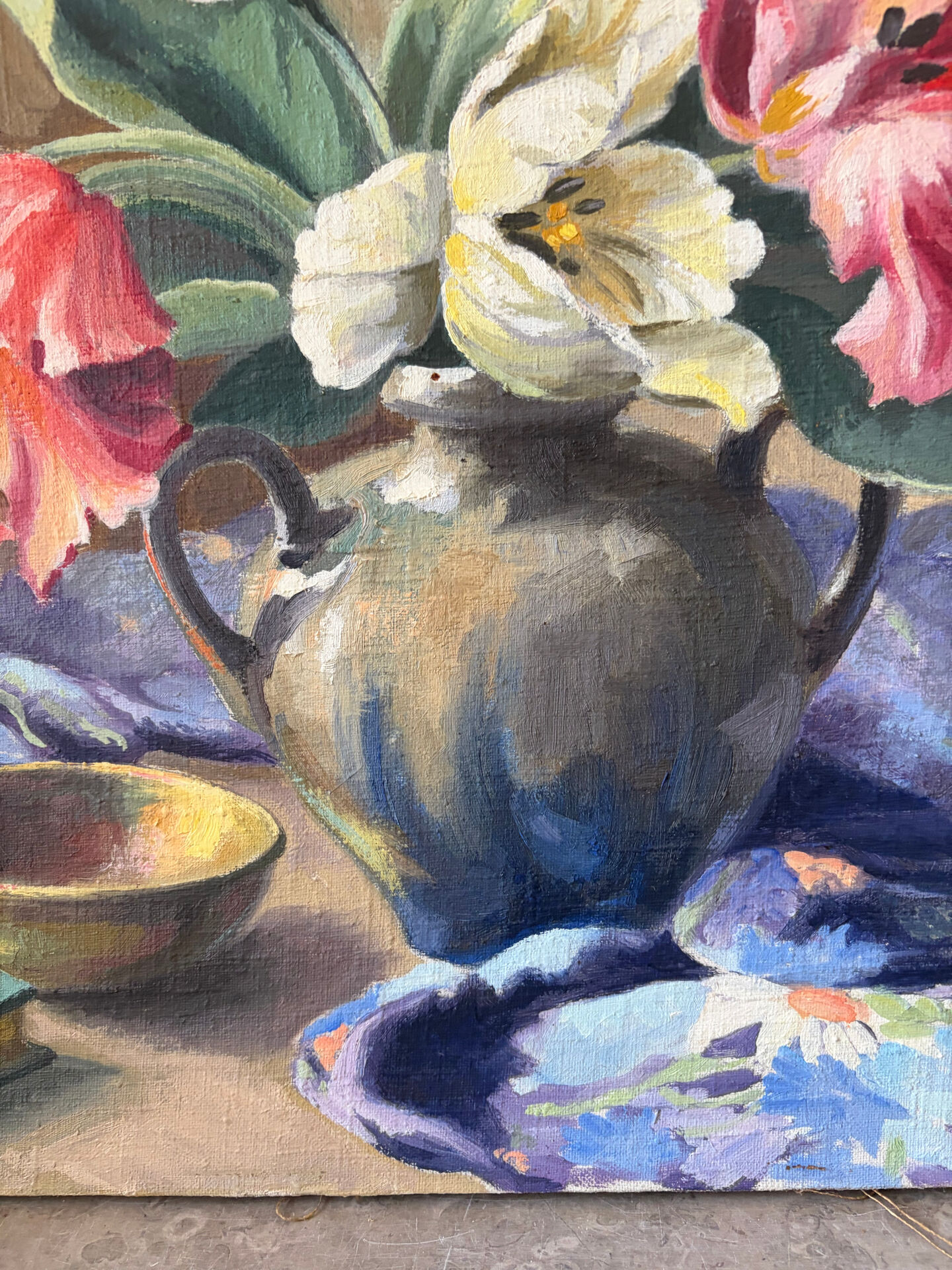 Nature morte, huile sur toile  signée Biacabe