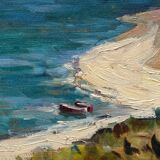 Oil on canvas suzanne payen binet landscape seaside rocky coast