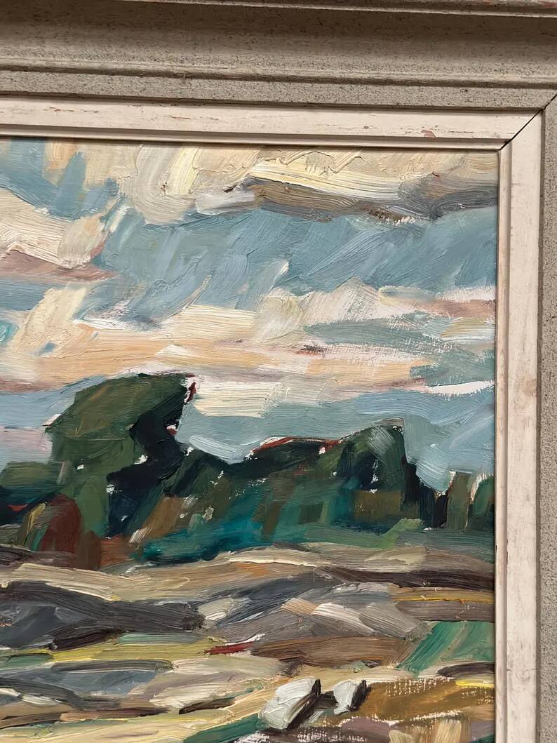 Original Swedish Oil on Canvas – “Mountains Landscape” by Georg Andersson – Signed – Vintage & Framed – 58 × 50 cm