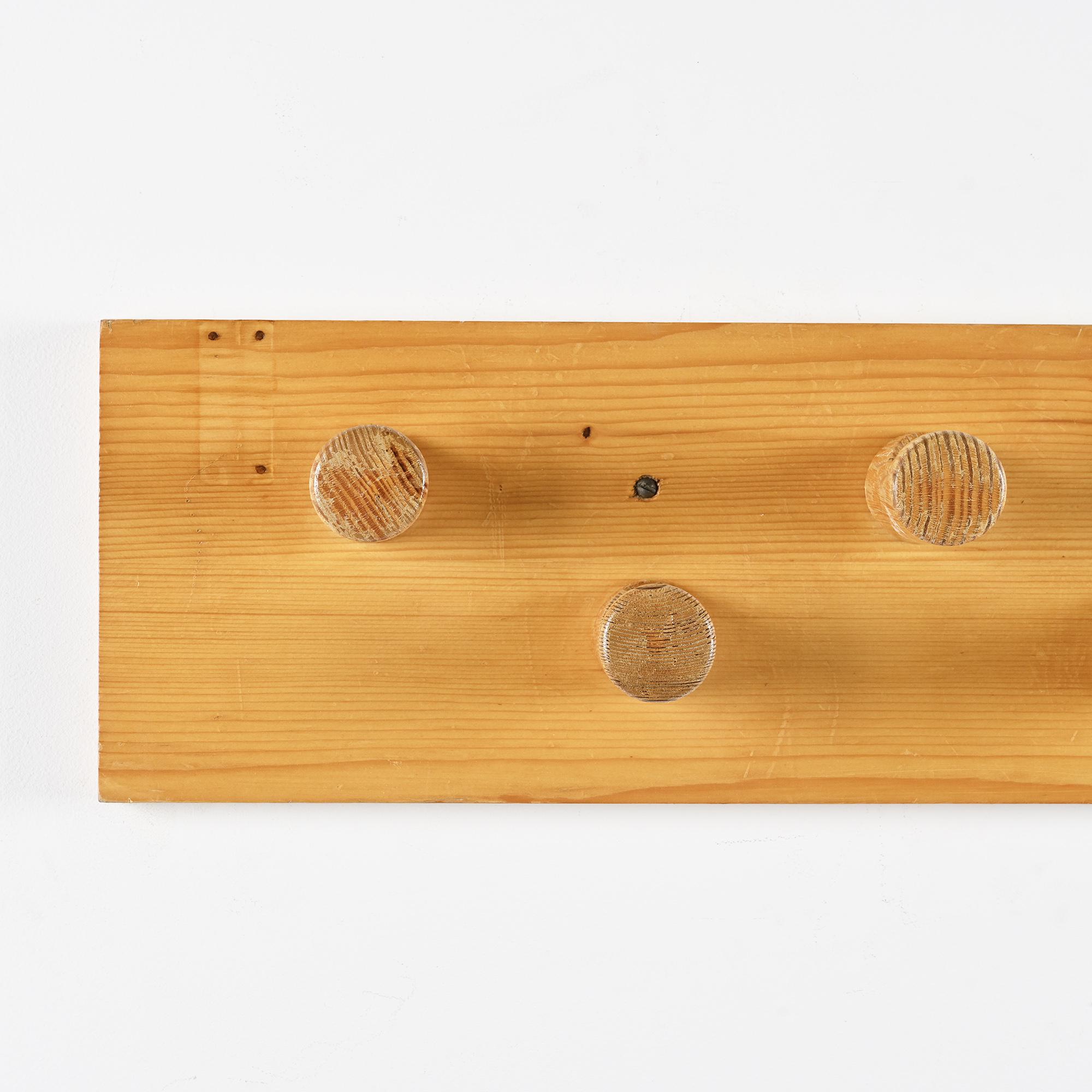 Wall-mounted coat rack with five hooks, Les Arcs 1800, France, circa 1970