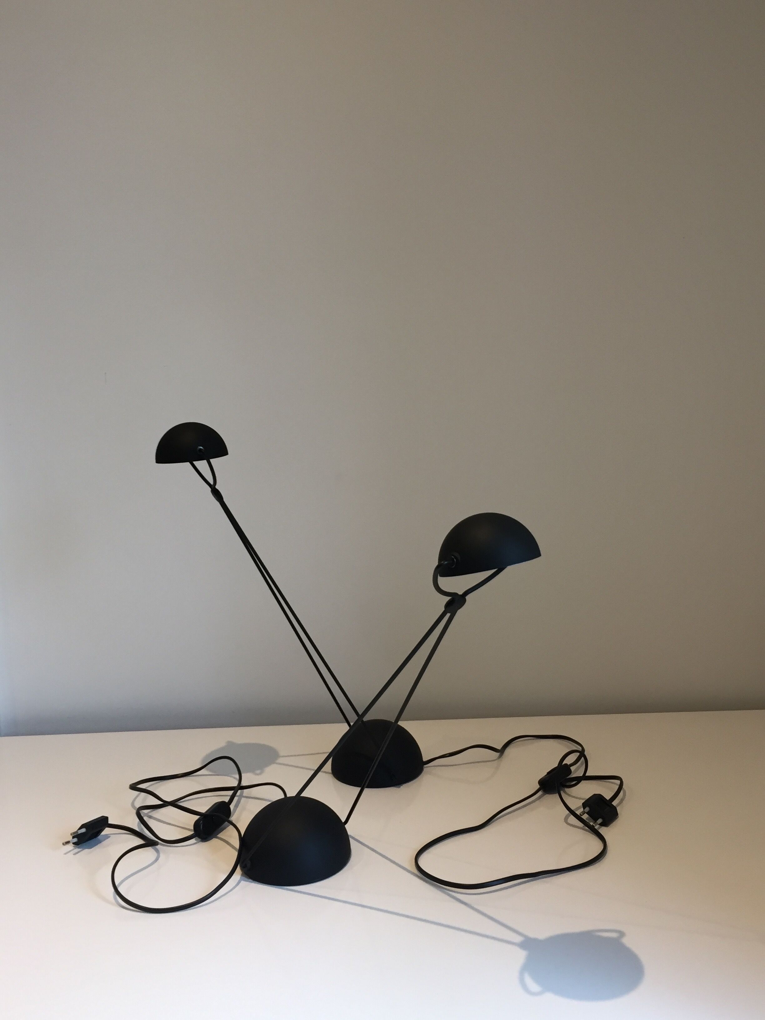 Pair of Meridiana articulated desk lamps by Paolo Piva for Stephano Cevoli, 1980