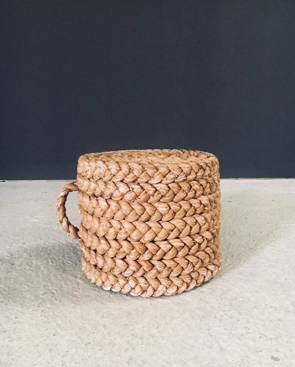 French Mediterranean Low Rope Stool by Audoux Minet, 1940s