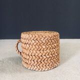 French Mediterranean Low Rope Stool by Audoux Minet, 1940s