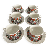 Service of 6 vintage Pontesa cups in 70s pop design.
