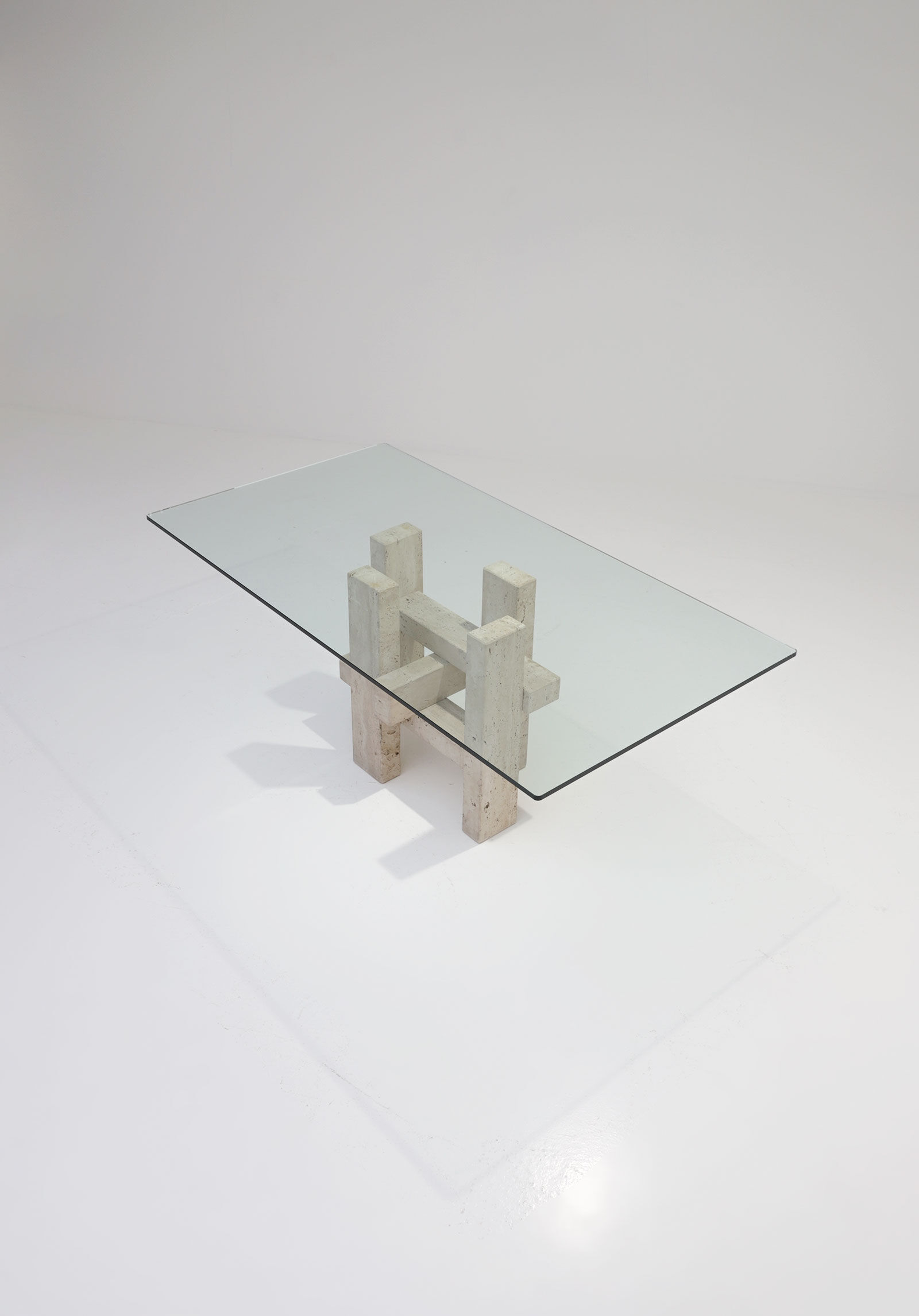 Travertine dining table by Willy Ballez
