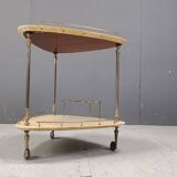 Italian Lacquered Goatskin / Parchment Serving Bar Cart by Aldo Tura, 1960s