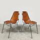 Vintage Italian design Les Arcs chairs camel leather Charlotte Perriand for Dal Vera 1970s