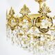 Old chandelier, gold metal crown ceiling, 4 floors, 3 fires, glass stamps. Year 80