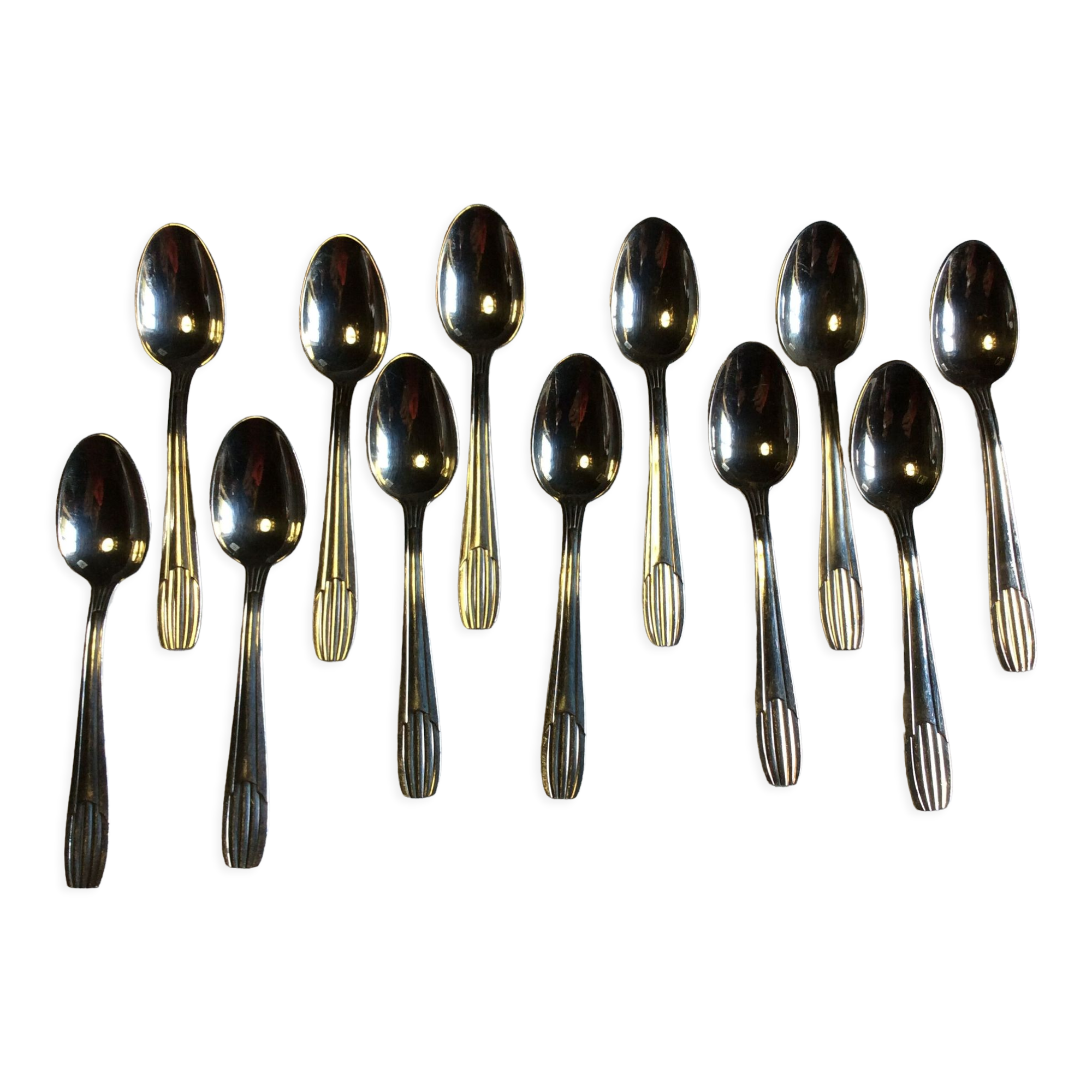 12 mocha spoons, silver metal