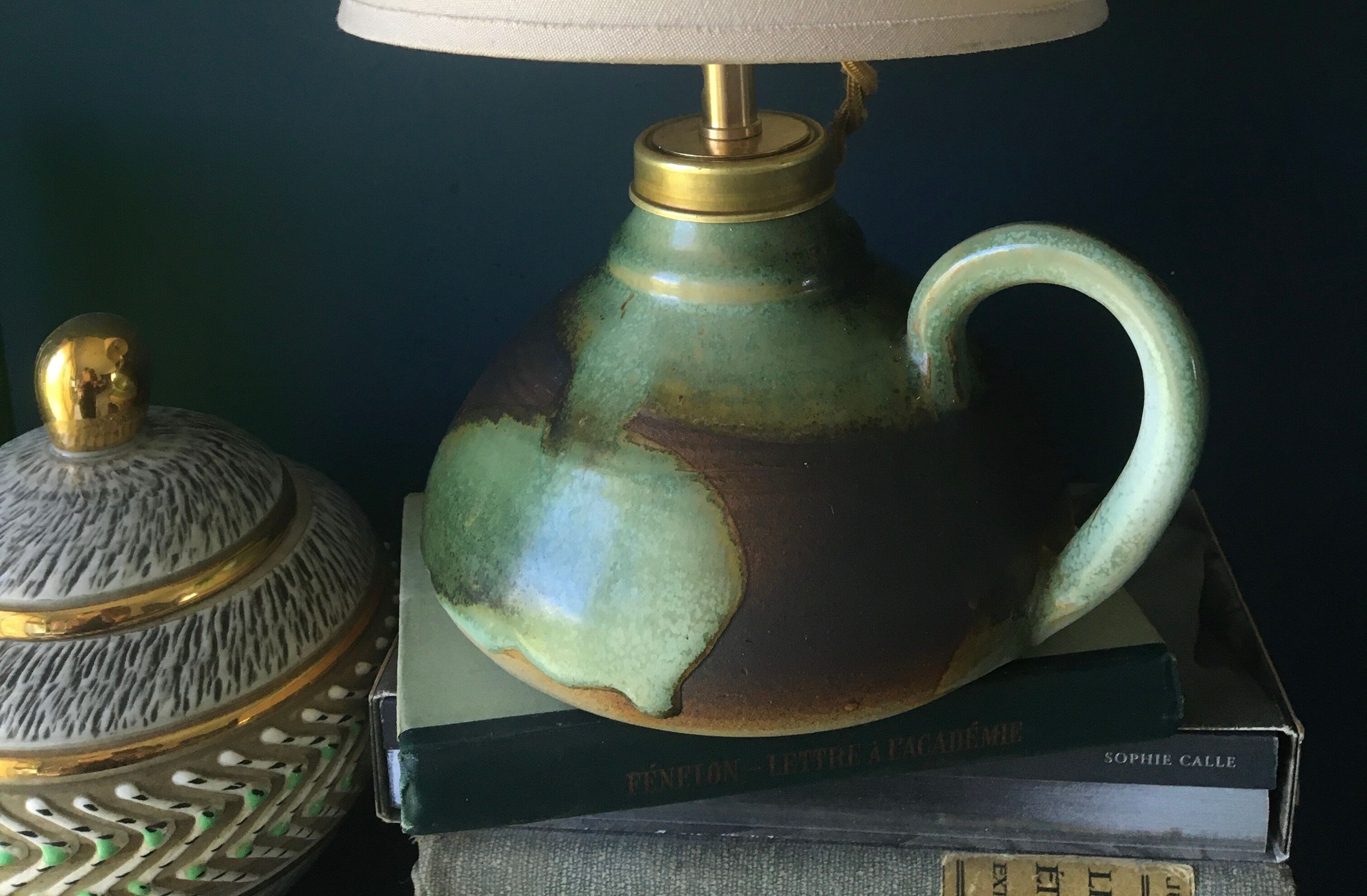 Lampe céramique, abat jour et câble tressé 2m