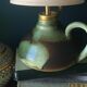 Lampe céramique, abat jour et câble tressé 2m