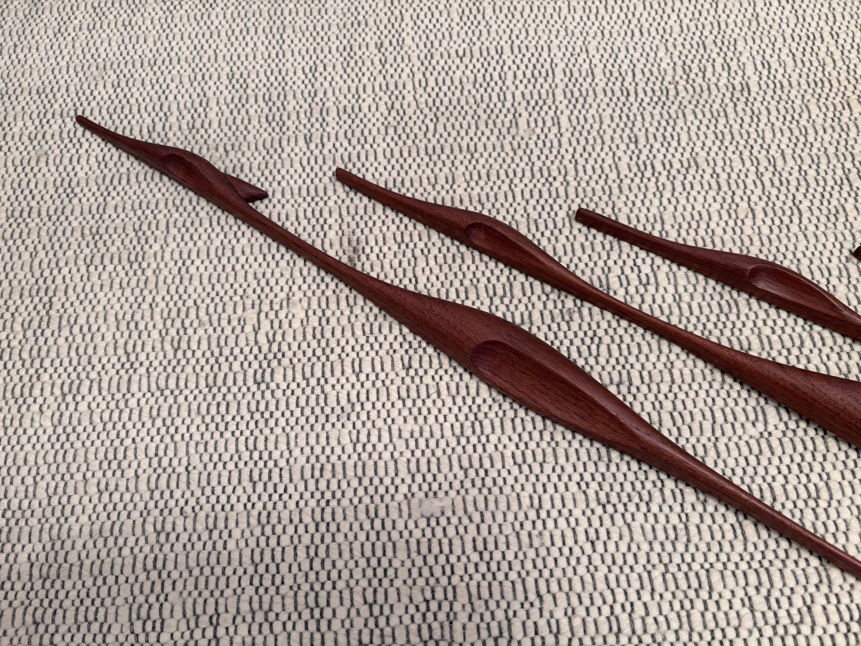 Set of five teak bird wall art, Denmark, 1960s