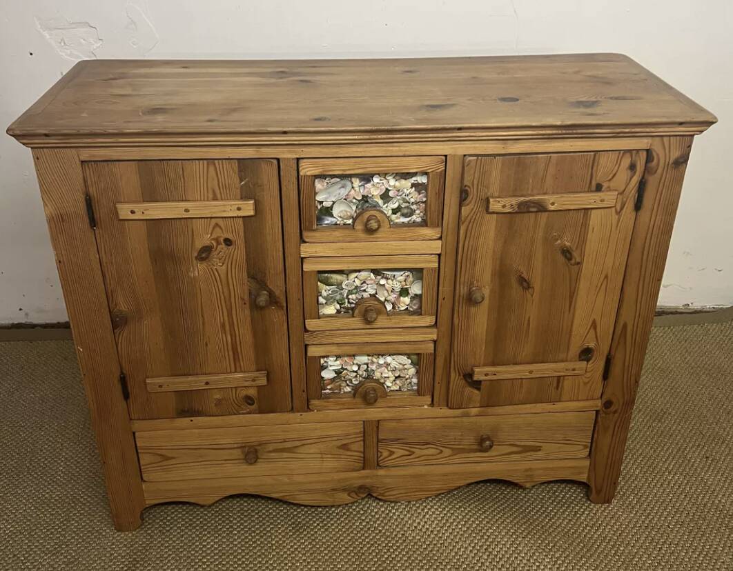 Vintage solid pitch pine chest of drawers