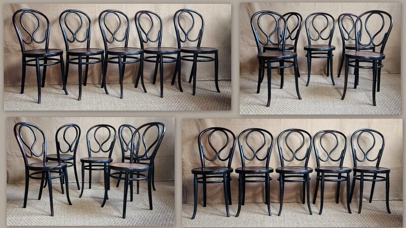 5 bistro chairs n°20 omega black empire late nineteenth / early twentieth