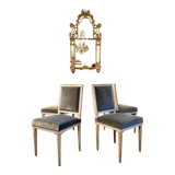 Suite of 4 lacquered chairs Louis XVI style nineteenth era
