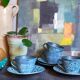 4 vintage fat lava ceramic cups