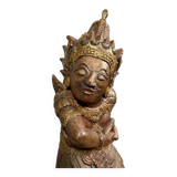 India, mid-19th century: Very large carved wooden statue of a God