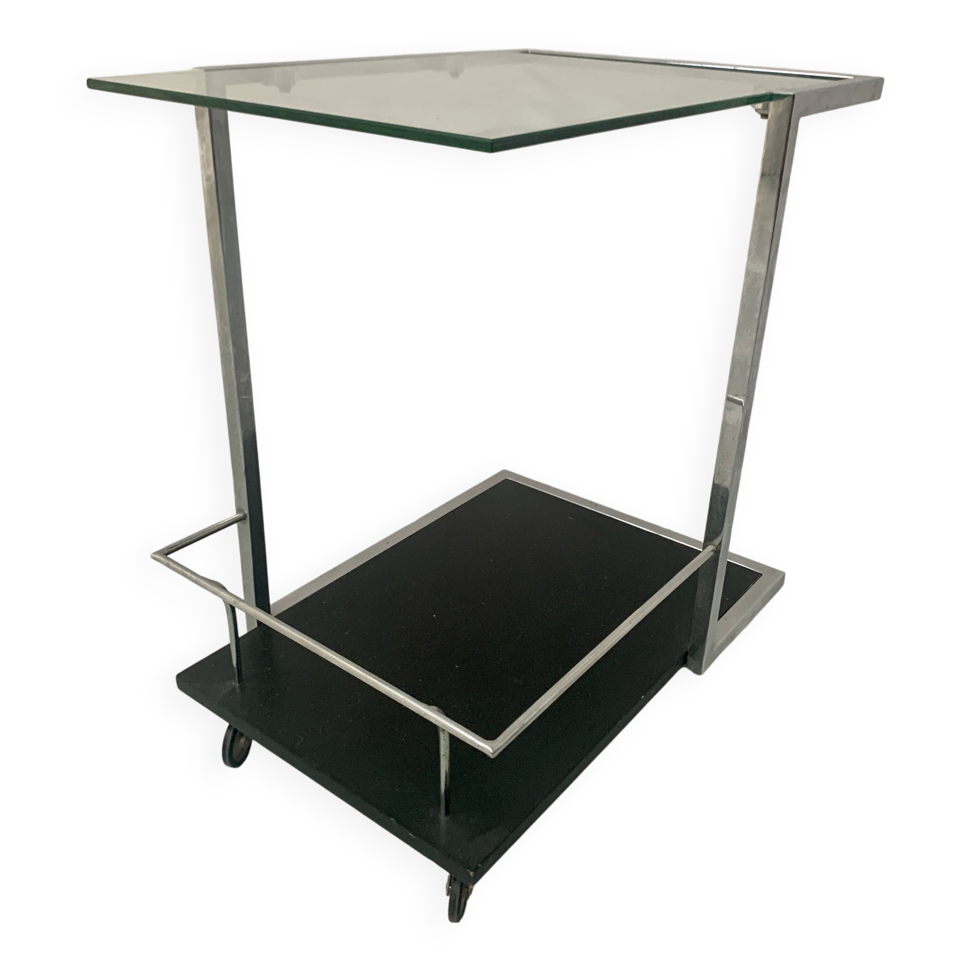 20th century chrome metal rolling serving table
