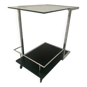 Table a desservir roulante en métal chromé XX siècle