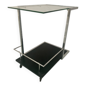 Table a desservir roulante en métal chromé XX siècle