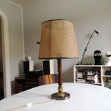 Desk lamp with wicker shade, 1970