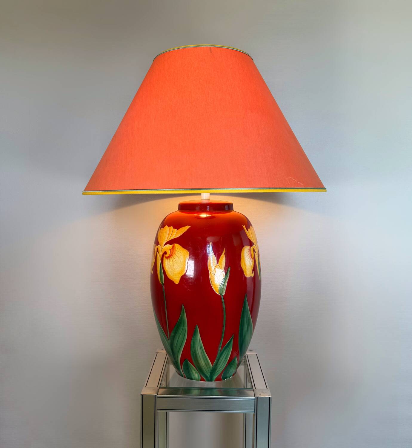80s Drimmer lamp red ceramic and iris