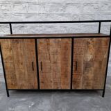 Industrial-style buffet made of solid mango wood.