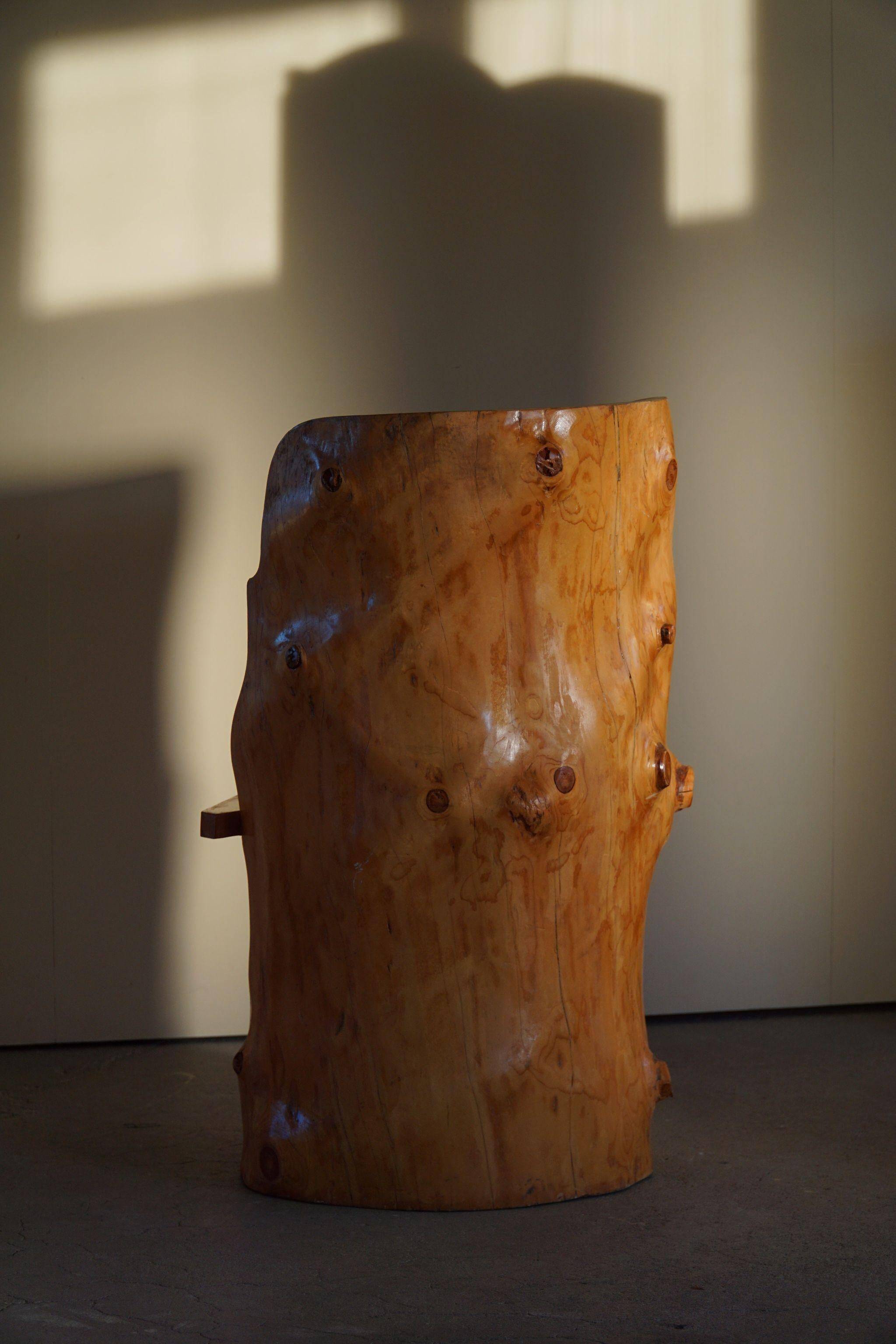 Sculptural Wabi Sabi Brutalist Chair in Solid Pine, Swedish, 1960s